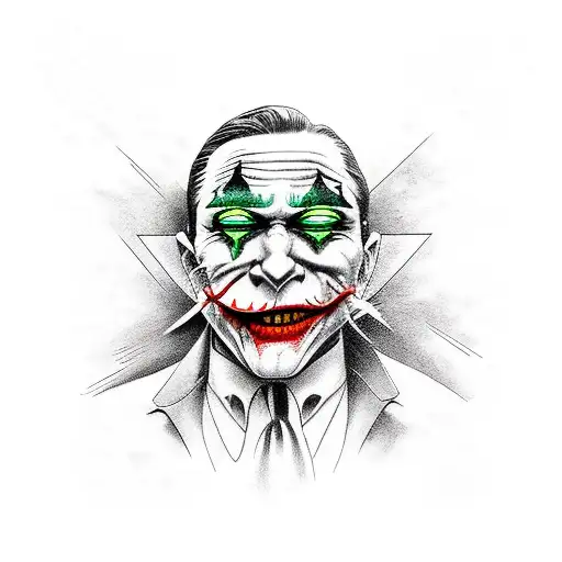 joker, mask, police car  tattoo design idea