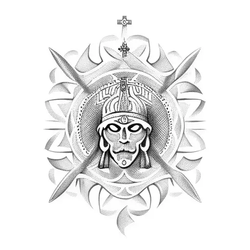 tropical religious  tattoo design idea