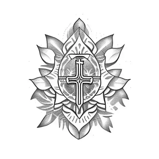 tropical catholic  tattoo design idea