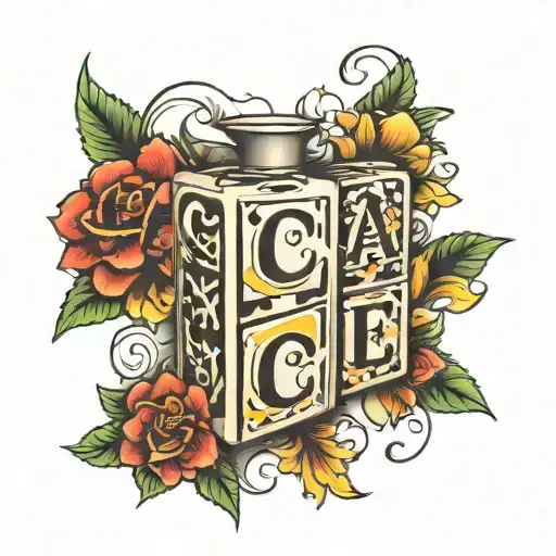 baby blocks vertically down the inside arm with the letters C A L E M  tattoo design idea