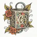 baby blocks vertically down the inside arm with the letters C A L E M  tattoo design idea