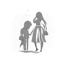 silhouette of mother with son and two daughters  tattoo design idea