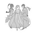 silhouette of mother with son and two daughters  tattoo design idea