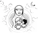 silhouette of mother with son and two daughters  tattoo design idea