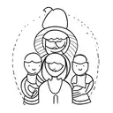silhouette of mother with son and two daughters  tattoo design idea