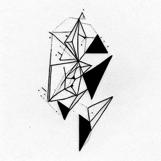 cyberpunk, geometric, mechanical, futuristic, thick lines, dark black, industrial, wild tattoo design idea
