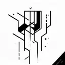 cyberpunk, geometric, mechanical, futuristic, thick lines, dark black, industrial tattoo design idea