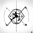 cyberpunk, geometric, mechanical, futuristic, thick lines, dark black, industrial tattoo design idea