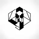 cyberpunk, geometric, mechanical, futuristic, thick lines, dark black, industrial tattoo design idea