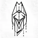 cyberpunk, geometric, mechanical, futuristic, thick lines, dark black, industrial tattoo design idea
