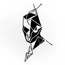 cyberpunk, geometric, mechanical, futuristic, thick lines, dark black, industrial tattoo design idea