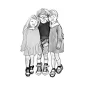 three children posing for a picture tattoo design idea