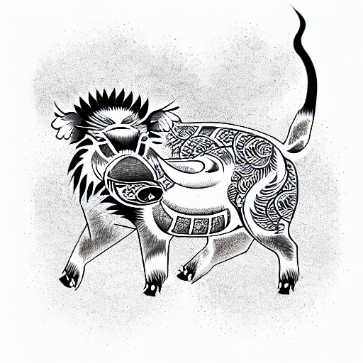 chinese boar zodiac tattoo design idea