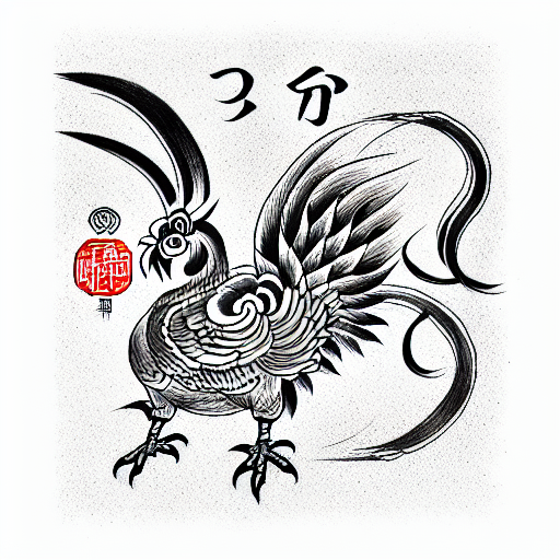 chinese zodiac rooster tattoo design idea