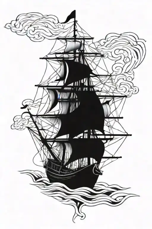 piates ship tattoo design idea