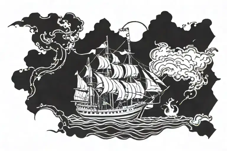 piates ship tattoo design idea