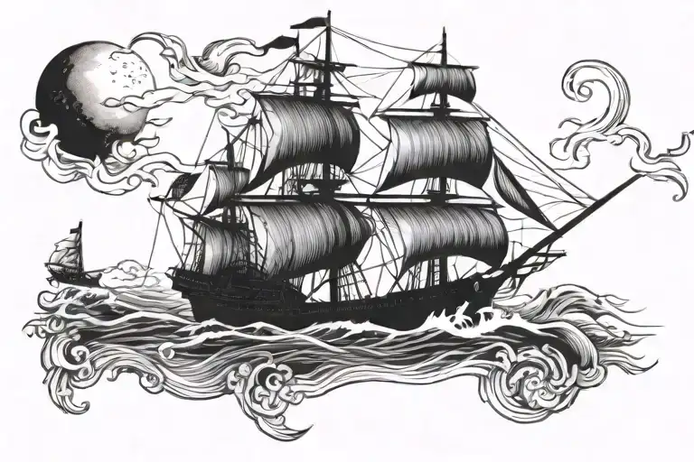 piates ship tattoo design idea