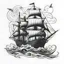 piates ship tattoo design idea