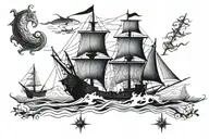 piates ship tattoo design idea