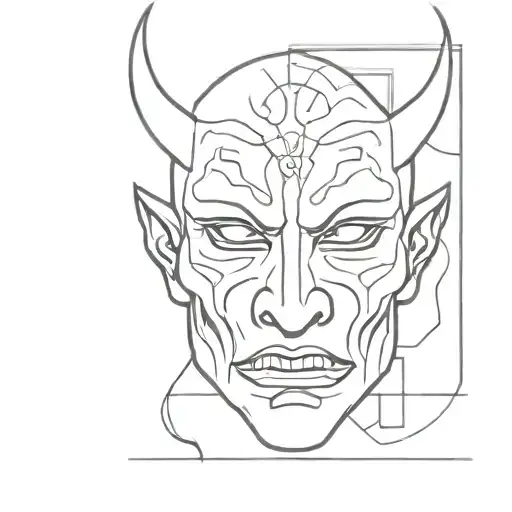 Demon face tattoo design idea