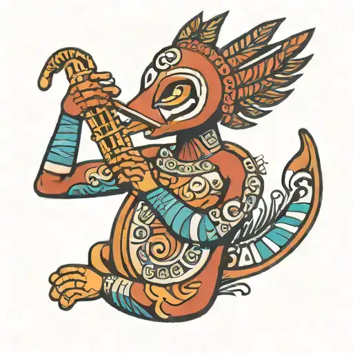 kokopelli playing a flute tattoo design idea
