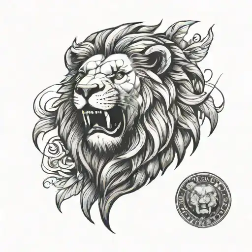 lion head, money, business  tattoo design idea