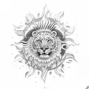 Leo with sun tattoo design idea