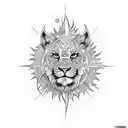 Leo with sun tattoo design idea