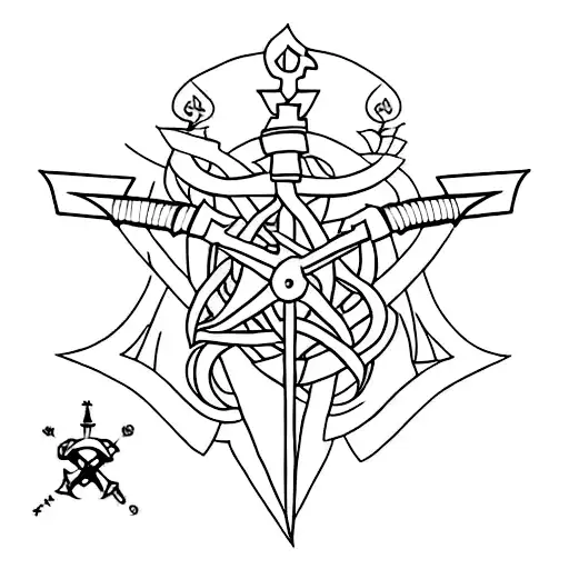 A minimalist tattoo of two crossed swords, symbolizing strength and determination in battle tattoo design idea