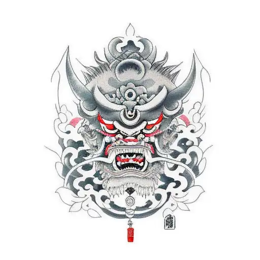 Oni Mask female tattoo design idea
