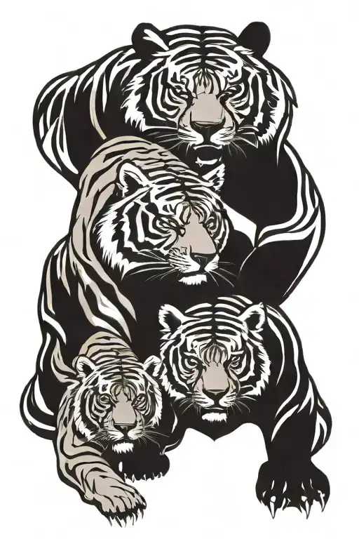 Bear and Tiger full body tattoo design idea