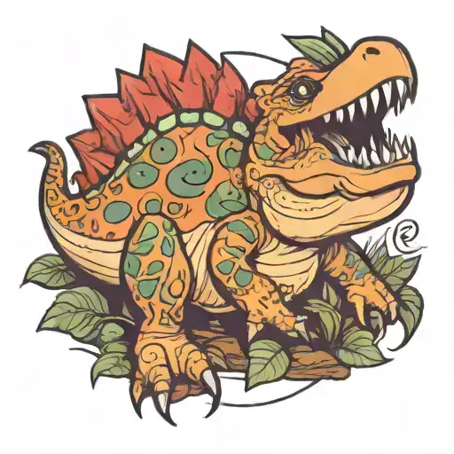 cute dinosaur lying on its belly sleeps tattoo design idea