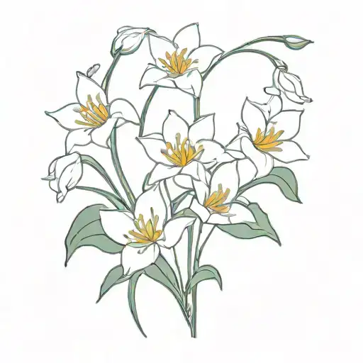 morning glory, snowdrops and water lily flower bouquet  tattoo design idea