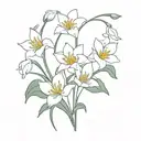 morning glory, snowdrops and water lily flower bouquet  tattoo design idea