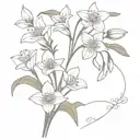 morning glory, snowdrops and water lily flower bouquet  tattoo design idea