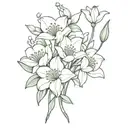 morning glory, snowdrops and water lily flower bouquet  tattoo design idea