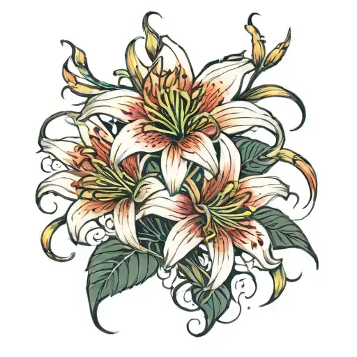 spider lily flowers tattoo design idea