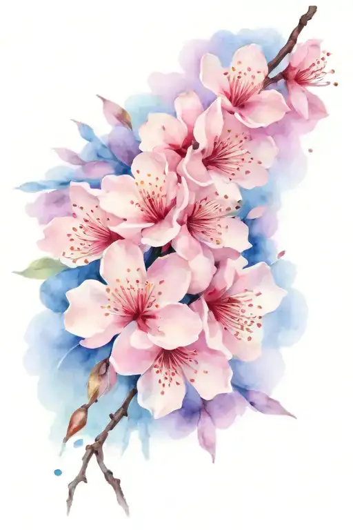 cherry blossom petals overlapping emotions representing mental health struggles tattoo design idea