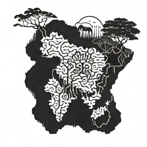 Africa continent tattoo design idea