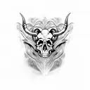 aries skull with a human head inside tattoo design idea