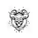 aries skull with a human head inside tattoo design idea