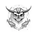 aries skull with a human head inside tattoo design idea