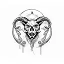aries skull with a human head inside tattoo design idea