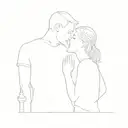 a couple kissing on a rooftop at night tattoo design idea