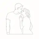 a couple kissing on a rooftop at night tattoo design idea