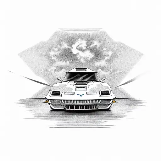 A corvette car that is torn has a speedometer tattoo design idea