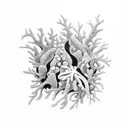 coral reef with sandy bottum tattoo design idea