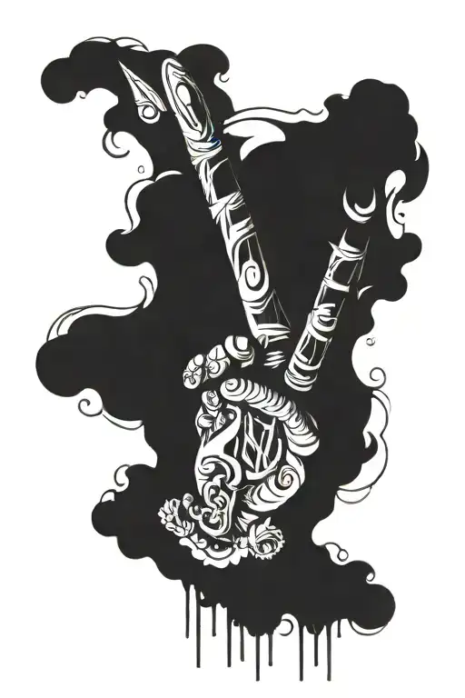 peace hand sign made tattoo design idea