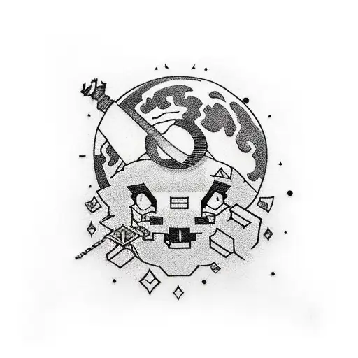 mario, moon, minecraft steve, king chess piece, hockey stick tattoo design idea