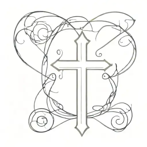 white cross with a heart including a bible verse tattoo design idea